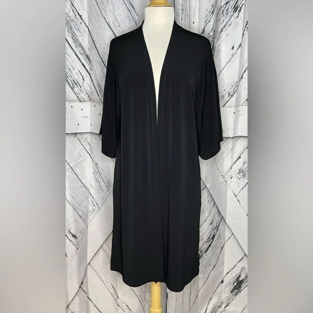 Clara Sun Woo Black Open Front Long Cardigan M